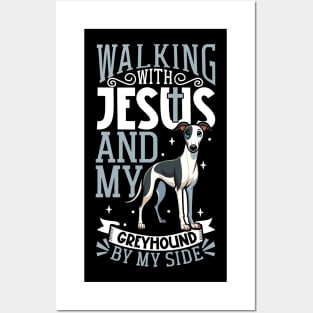 Jesus and dog - English Greyhound Posters and Art